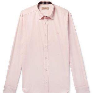Authentic Burberry Light pink stretch check shirt